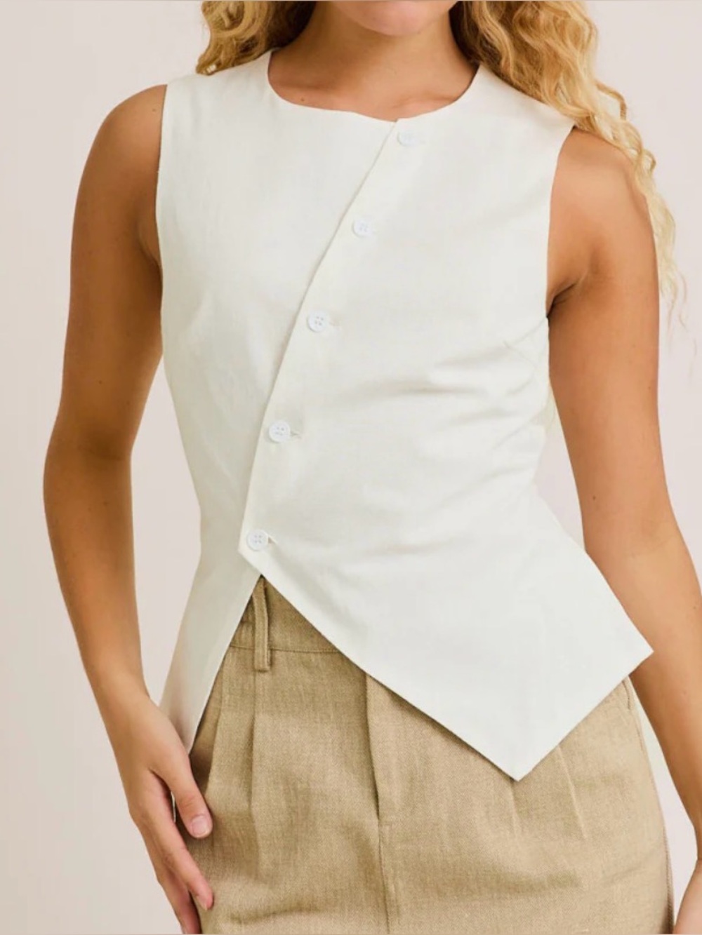 NWT Le Lis Luana Asymmetrical Cotton Minimalistic Neutral Top size xs